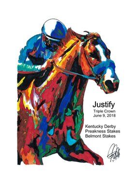 Justify Triple Crown Belmont Stakes Horse Racing Poster Print Wall Art 13x19
